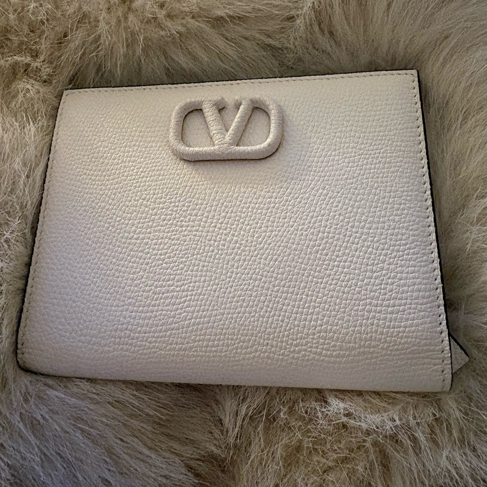 Valentino White Cream Leather Wallet.